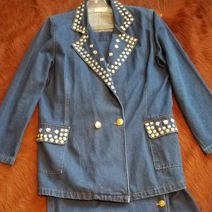 Blue Jean Studded Suit